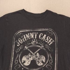 Johnny Cash Band Crew Neck Short Sleeve Graphic Shirt Mens Size Large L Gray